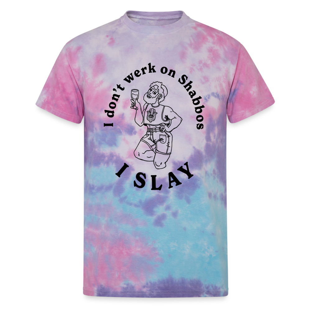 I Slay On Shabbos Tie Dye T-Shirt - cotton candy